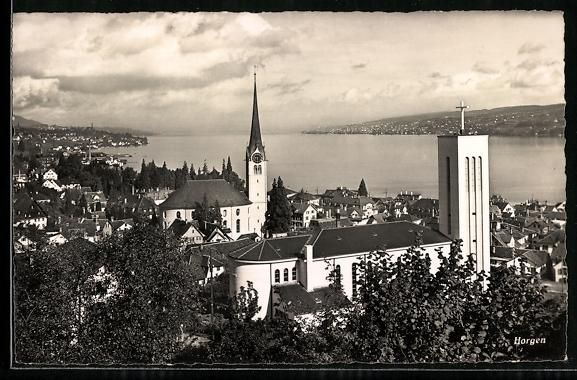 Cartes postales: AK Horgen, Blick nach den Kirchen – D'occasion à Berlin par bartko-reher