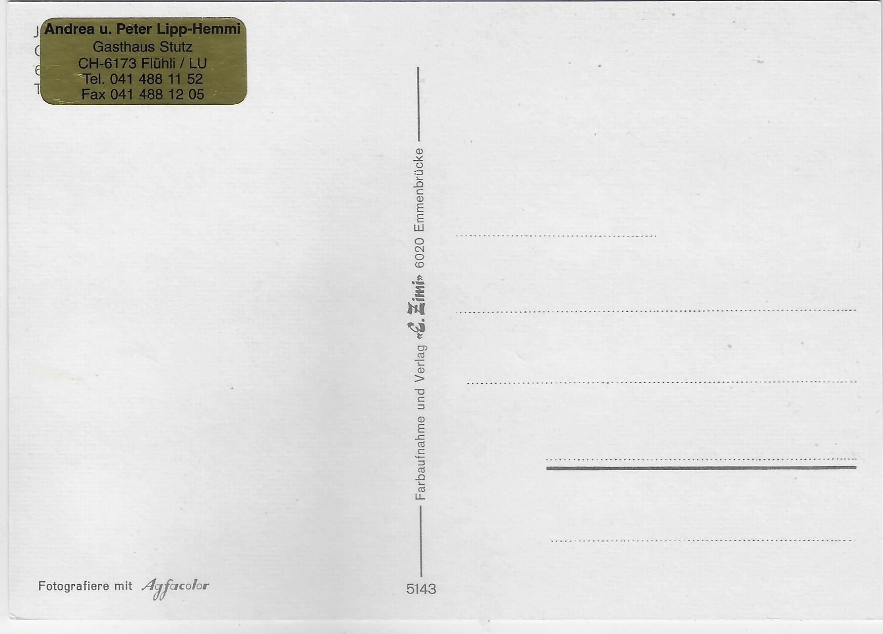 Cartoline postali: Gasthaus Stutz - Flühli LU – Usato da Ettingen venduto da Kartenplanet 1