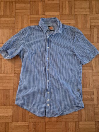 Herren Hemd Blau Kariert Unisex Grösse S