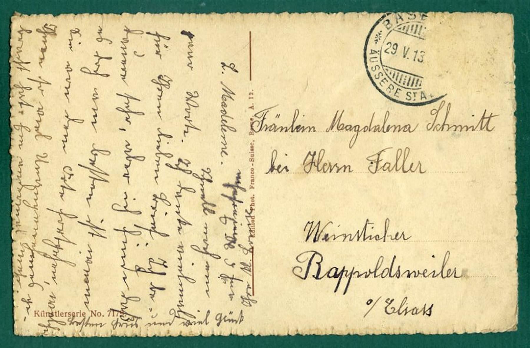 Cartoline postali: Basel, Das Münster, 1913, gelaufen – Usato da Sargans venduto da Hausi1951 1