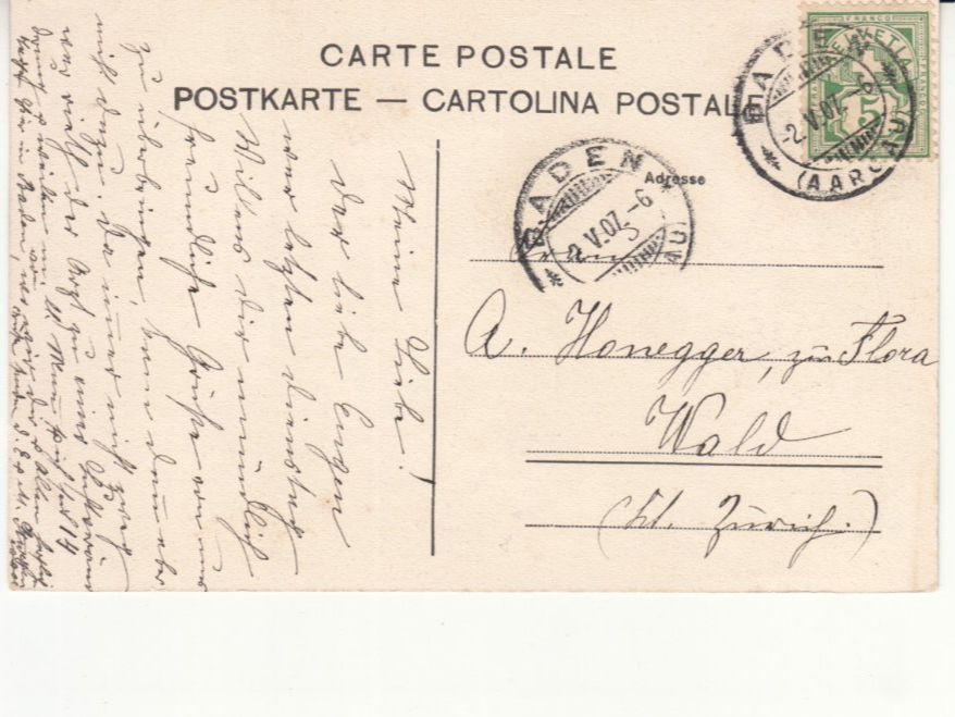 Cartoline postali: Baden 1907 – Usato da Bürglen TG venduto da StampGraf 1