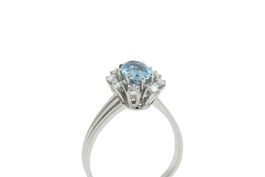 Aquamarin Ring mit Brillant Entourage vom KURZ 18K *S4284