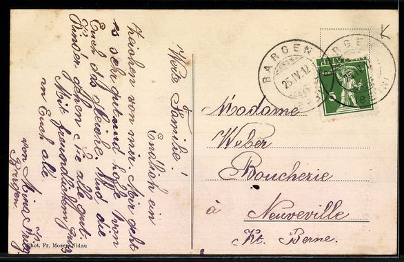 Cartoline postali: AK Bargen, Ortsansicht mit Kirche – Usato da Berlin venduto da bartko-reher 1