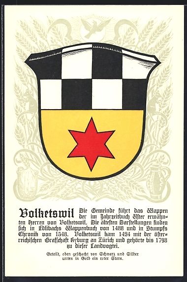 Cartes postales: AK Volketswil, Wappen der Gemeinde – D'occasion à Berlin par bartko-reher