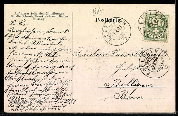 Cartoline postali: AK Stettlen, Ort mit Kirche und Feldern – Usato da Berlin venduto da bartko-reher 1