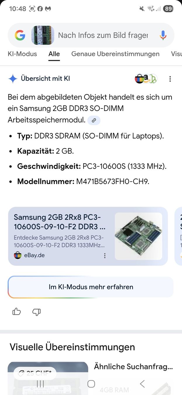 Samsung Memory / RAM: Arbeitsspeicher 2 GB von Samsung – Gebraucht aus Dübendorf von Jolenia 2