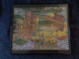 HUNDERTWASSER - „Fliegende Wolkenkratzer“ (330-1) - 49x43 cm