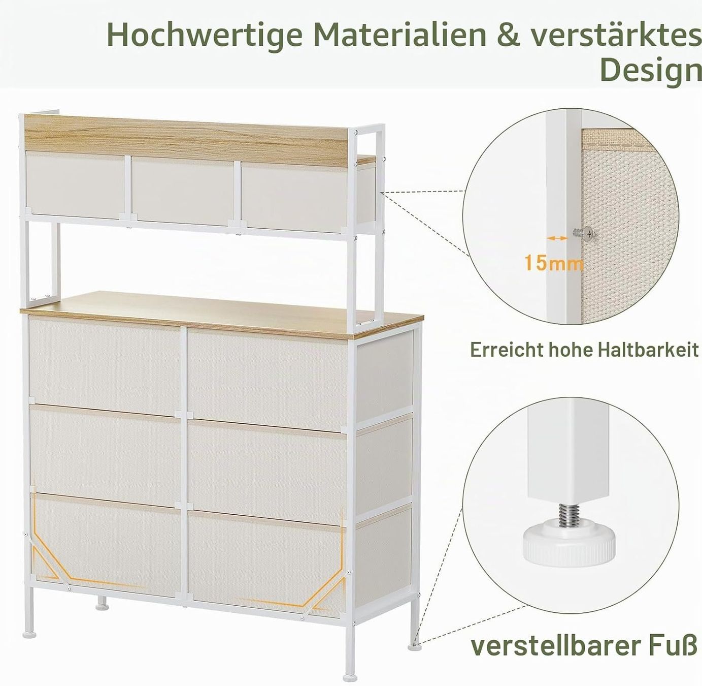 Cassettiere: Kommode hoch 9 Schubladen Beige Schminkkommode – Nuovo e nell'imballaggio originale da St. Gallen venduto da VerkaufsMaus50 1