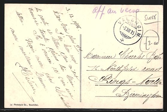 Cartoline postali: AK Valangin, Teilansicht mit Ruine, 1915 – Usato da Berlin venduto da bartko-reher 1