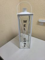 Laterne Welcome weiss Metall Glas 62 cm Höhe gebraucht