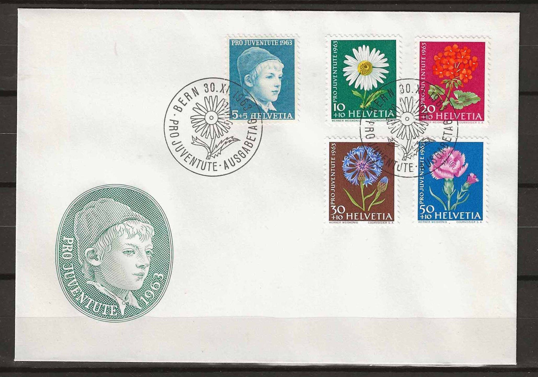 Tutti i francobolli: FJ063 - FDC Pro Juventute 1963 – Usato da Trélex venduto da Phil_Albert