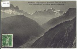 Le Montblanc, I'Aiguille rouge et Aiguille verte, vus du col