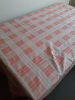 Stoff  Coupon 130 x 345 cm - rosa weiss Karo