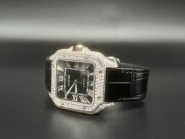 Cartier Santos Large Black Iced Out WSSA0018 2024