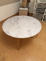 Runder Couchtisch Marmor Optik Goldfarbig