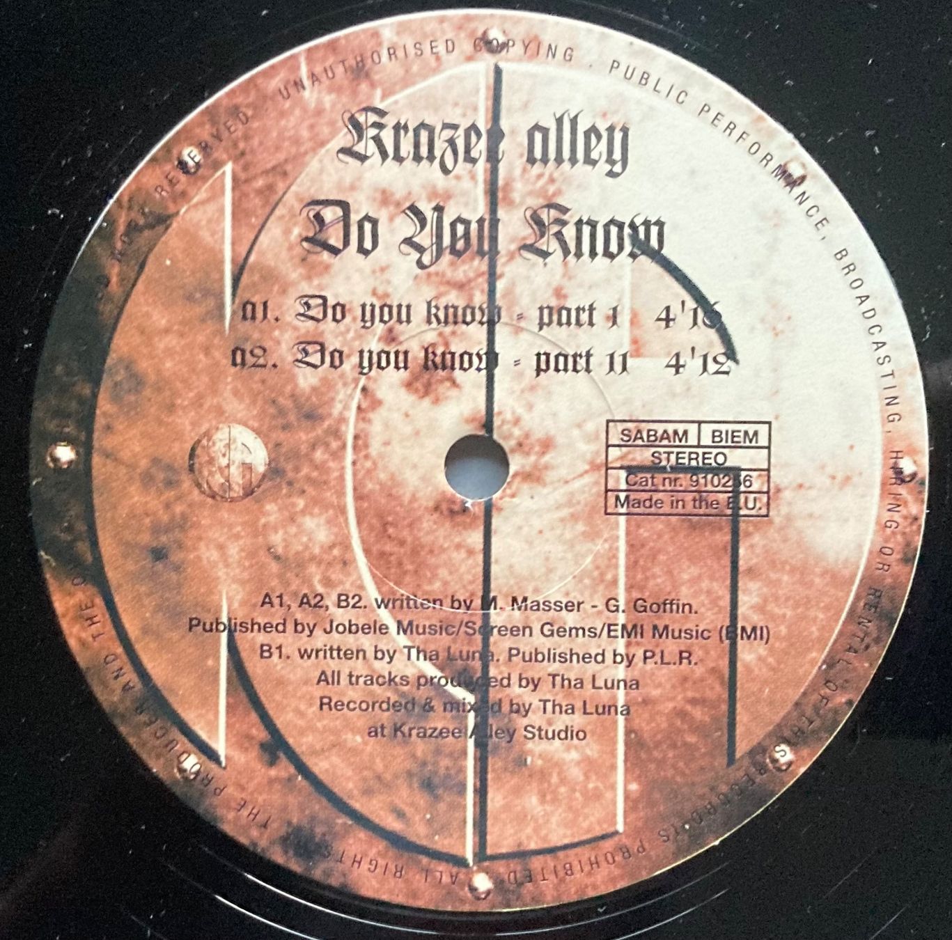 Schallplatten: KRAZEE ALLEY - DO U KNOW – Gebraucht aus Poliez-Pittet von Newtown-Records 2