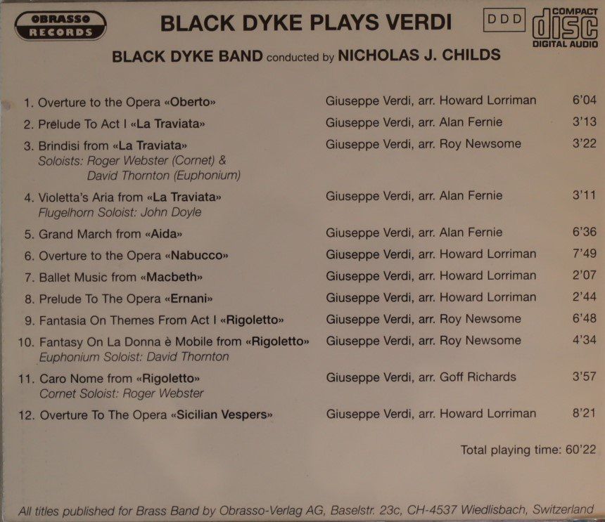CDs: Black Dyke Band -Plays Verdi – Gebraucht aus Luzern von CONTENTI 2