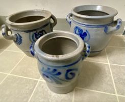 3x Vintage Steinzeug Töpfe für Garten, Deko u.v.a.