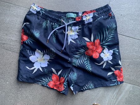 Badehose Blumenmuster Dunkelblau Grösse S