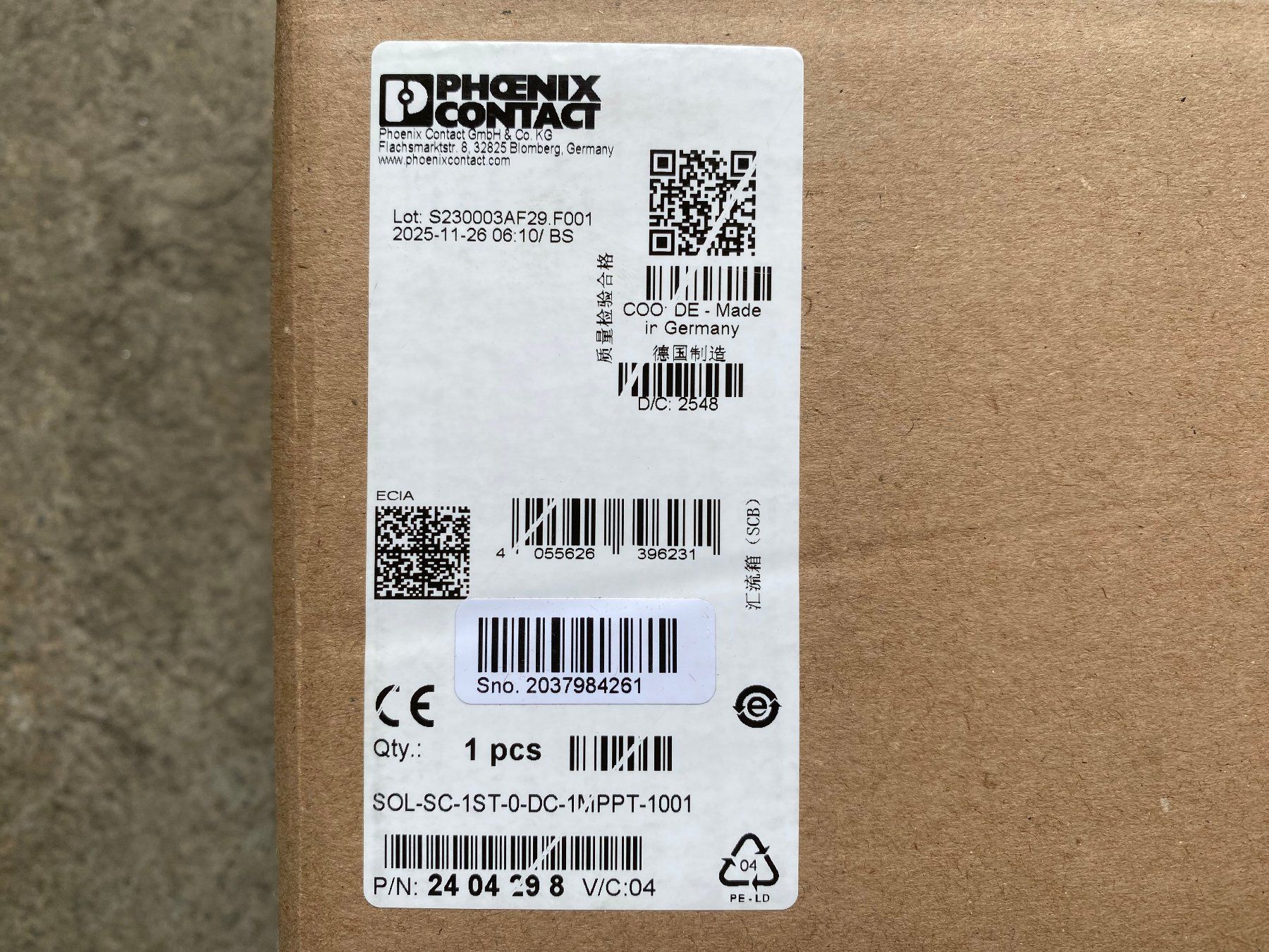 Solargeräte und Solarprodukte: Aanschlusskasten Phoenix Contact Solaranlagen /401B – Neu und originalverpackt aus Zürich von LUIS-B 3