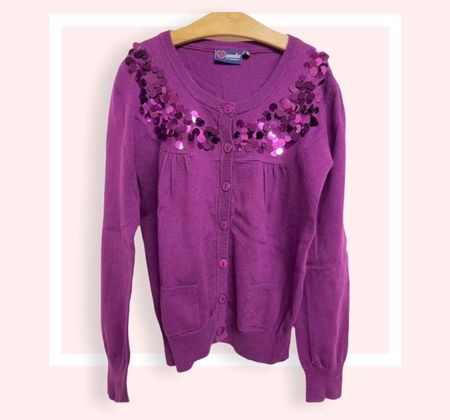 🟪 Mädchen Strickjacke Pailletten Traum