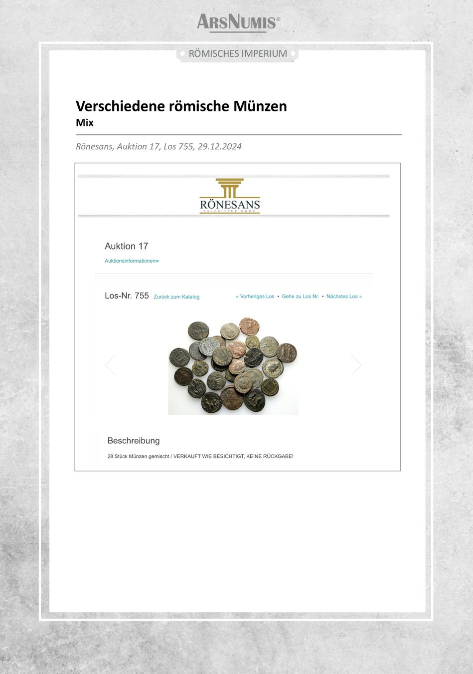 Tutti le monete: Römische Münze - Licinius II – Usato da Oberwil b. Zug venduto da ArsNumis 5