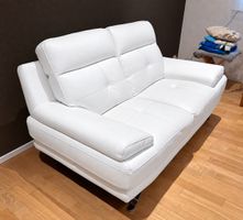 2-er Sofa Leder weiss, 90x175 cm