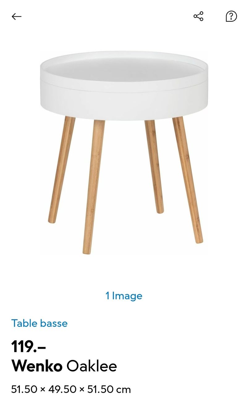 Tables: Neuve - Table d'appoint Wenko   – Neuf avec emballage d'origine à Attalens par mar_rq8k