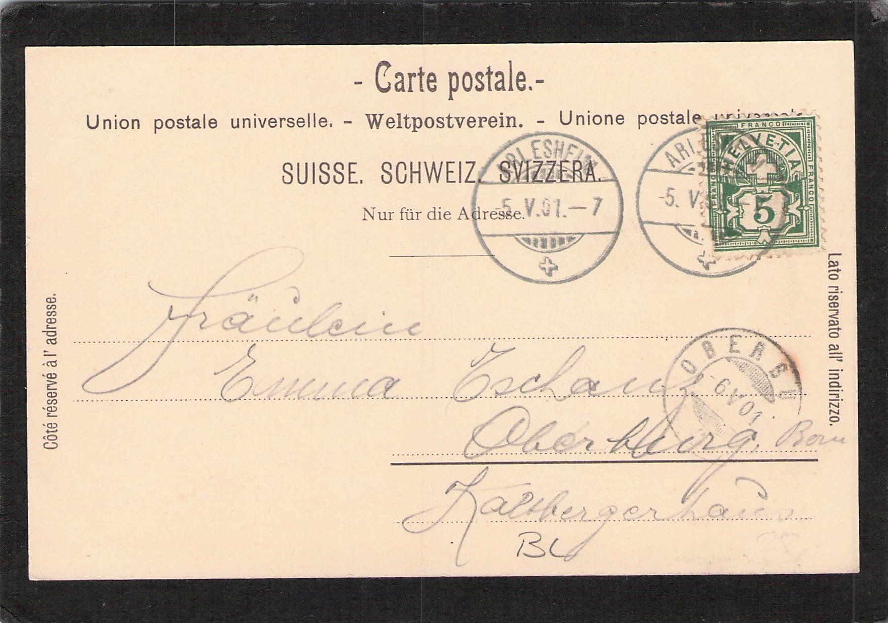Cartoline postali: Gruss aus Arlesheim BL , gel. 1901 – Usato da Reichenburg venduto da ibiza18 1