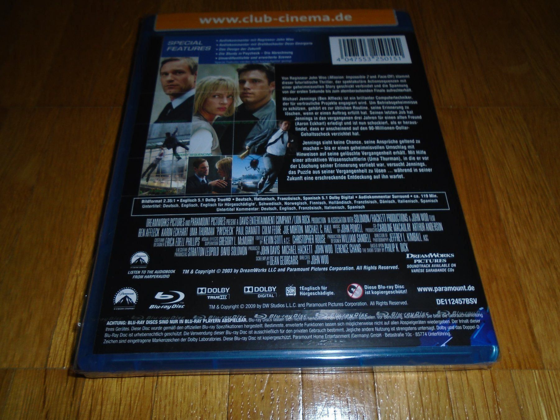 Alle DVDs: Paycheck - Die Abrechnung - BLU-RAY - UNCUT – Neu und originalverpackt aus Basel von havsok 1