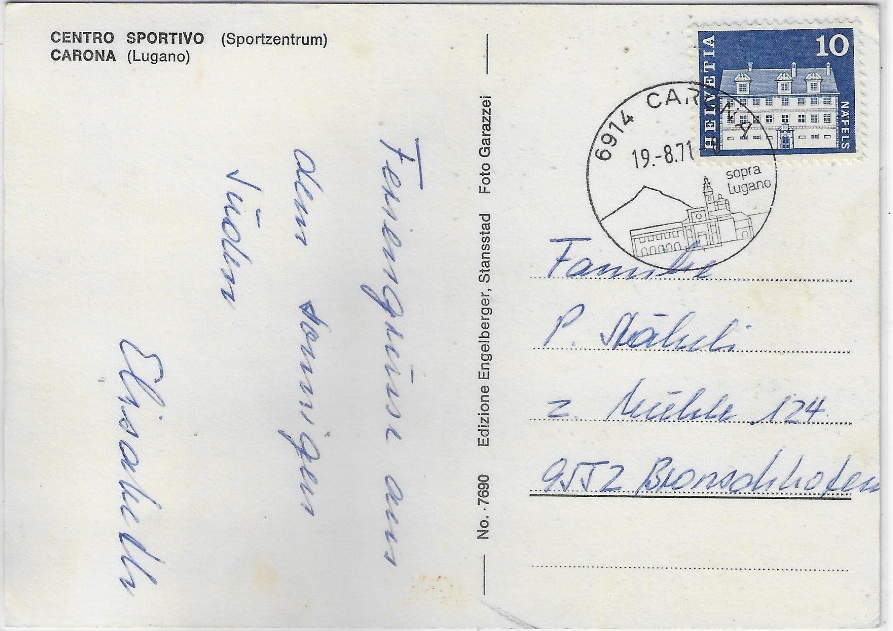 Cartes postales: Centro Sportivo Carona – D'occasion à Ettingen par Kartenplanet 1