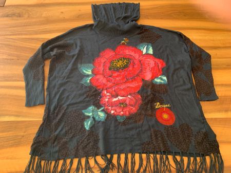 DESIGUAL Traum Pulllover mit Fransen & Rollkragen Gr.  XL