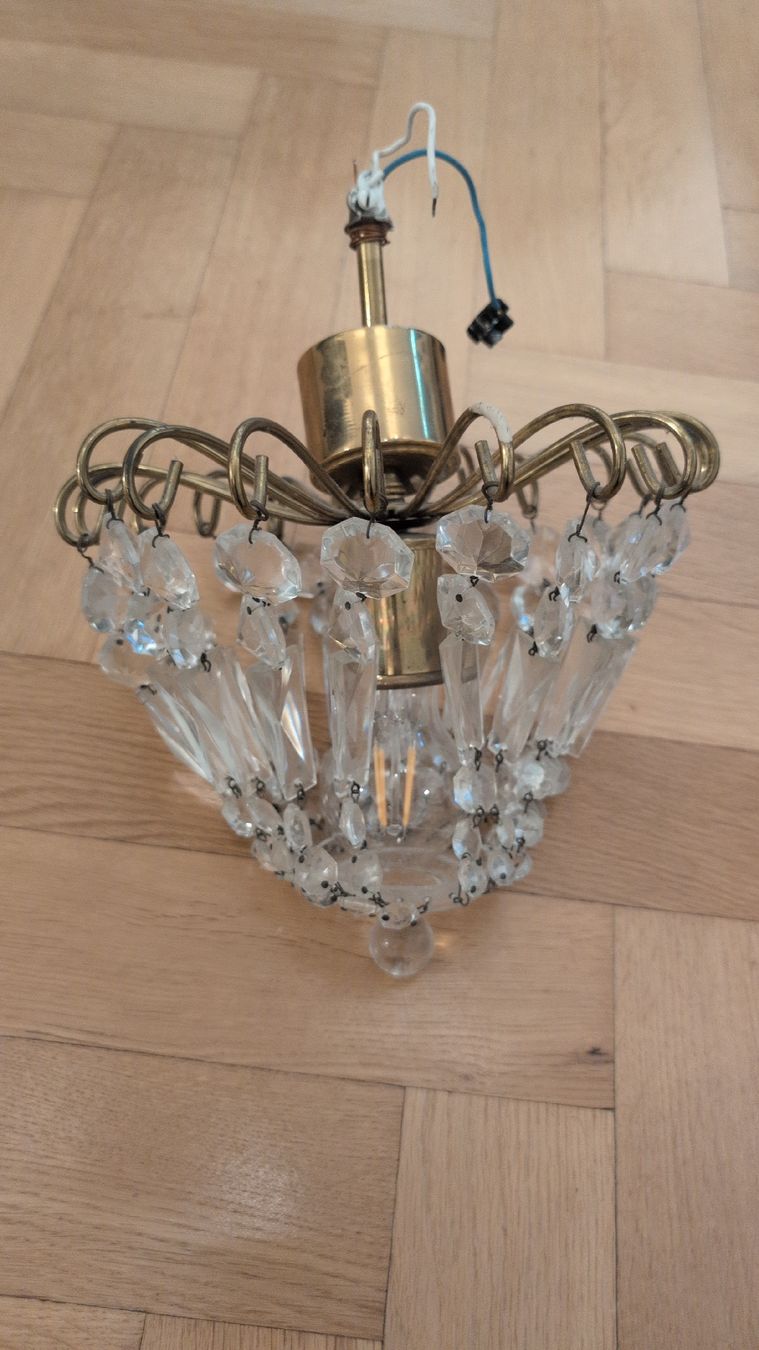 Kronleuchter & Deckenlampen: Deckenlampe Messing Kristalle vintage 25cm – Gebraucht aus Bern von SimeonM