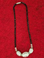 Halskette transparent Perlen schwarz Modeschmuck