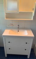 Waschtischunterschrank mit Spiegelschrank Weiss gebraucht
