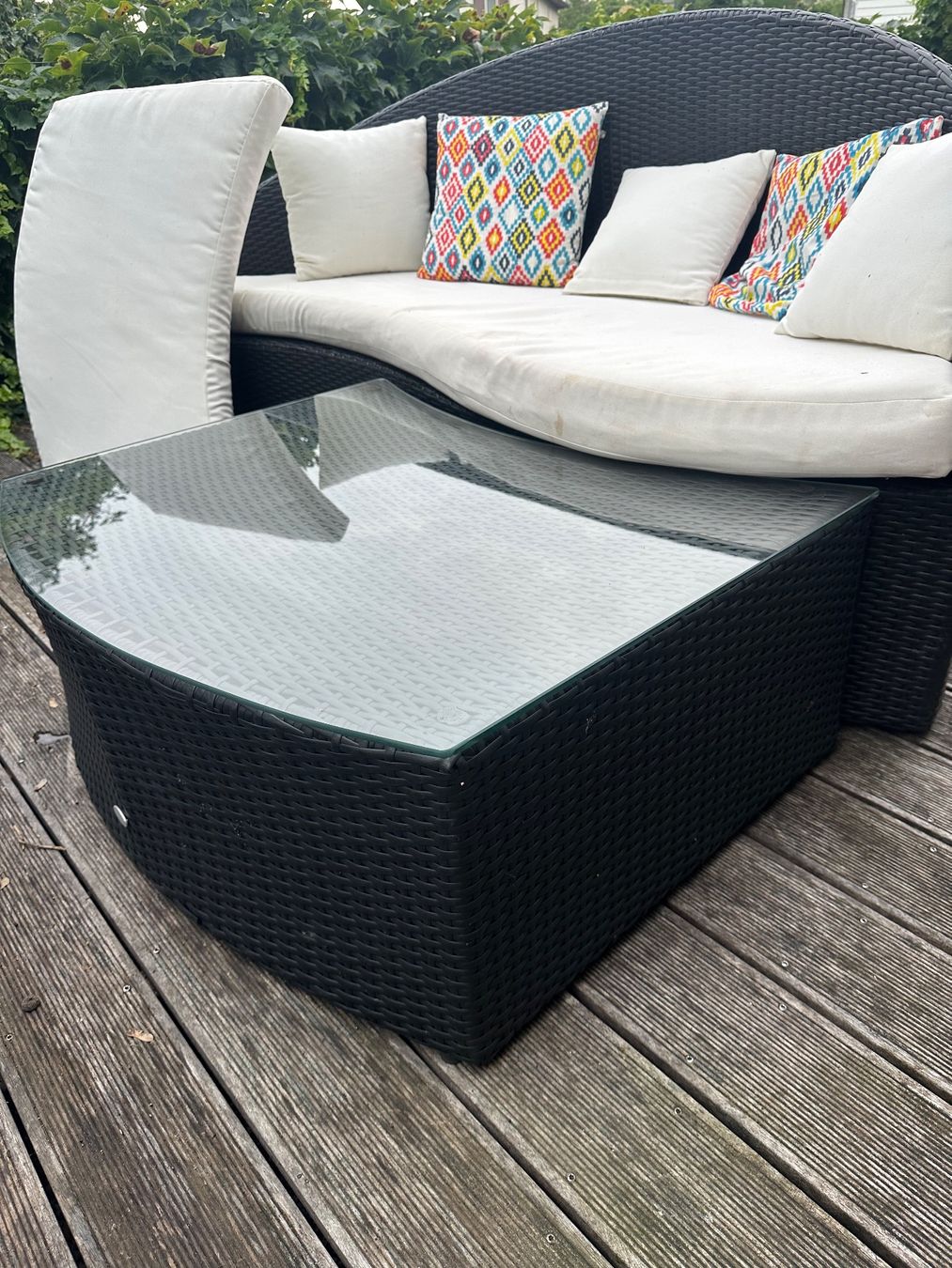 Tischset: Gartenlounge Set mit Tisch Kunstfaser schwarz Polyrattan – Gebraucht aus Elsau von ele_fmb7 5