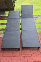 Chaises longues en rotin synthétique, lot de 2, extérieur