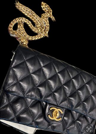 Chanel Flap 24 cm Tasche mit verstellbarem Goldcrush