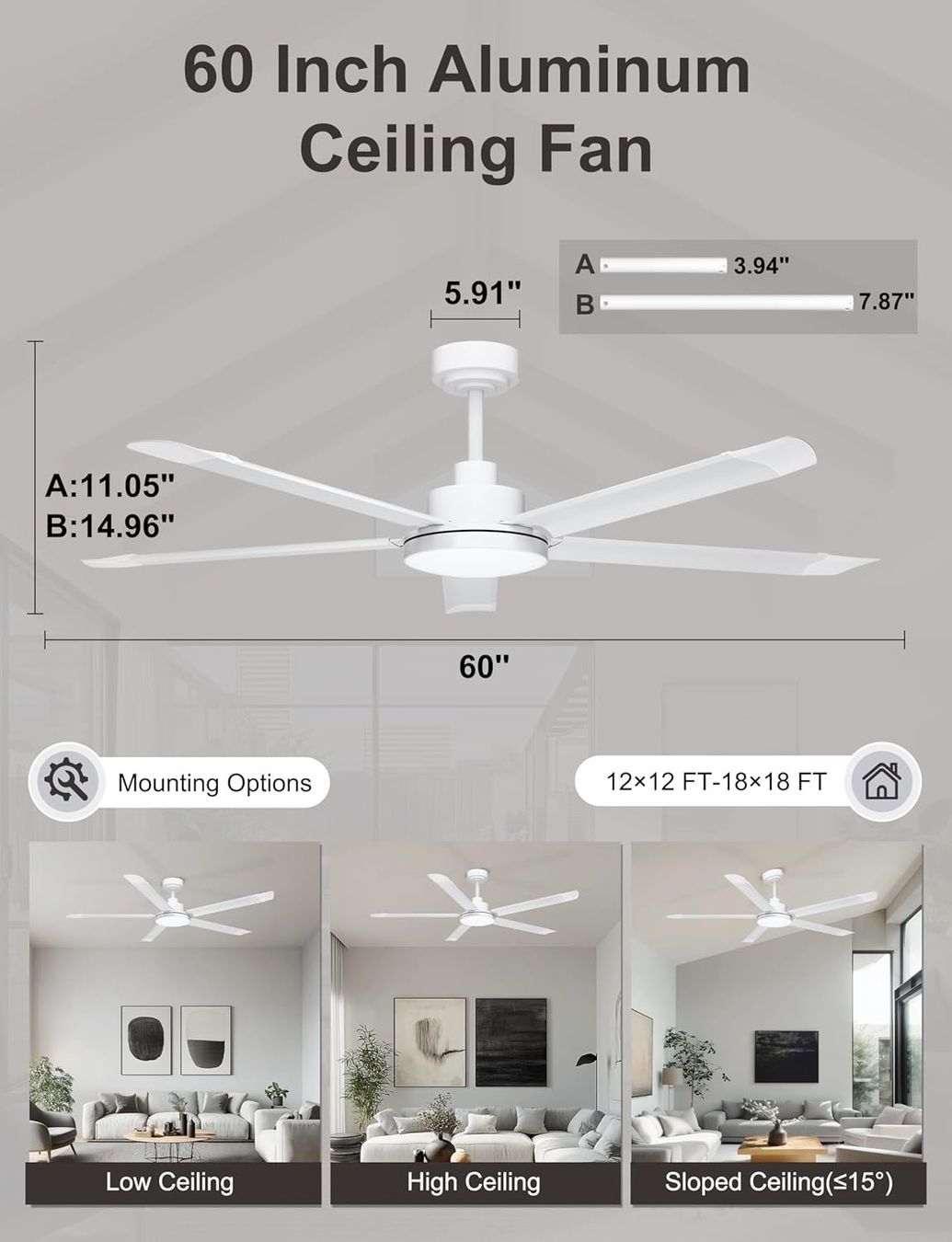 Ventilatori: Deckenventilator weiss, mit Beleuchtung, Durchmesser 152 cm – Nuovo e nell'imballaggio originale da Hausen AG venduto da Jan99 1