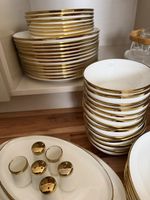 Essgeschirr Set weiss Goldrand umfangreich gebraucht