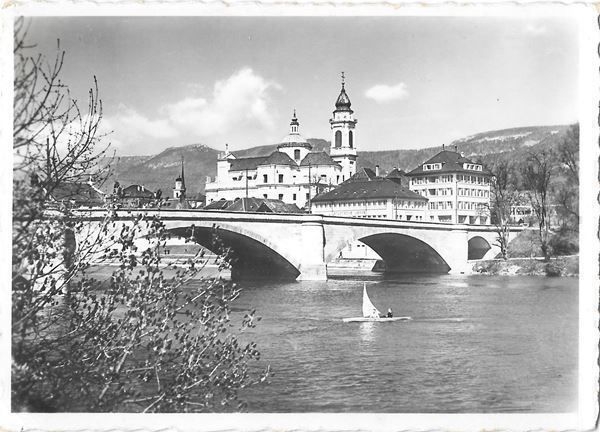 Cartoline postali: Solothurn Rötibrücke mit Boot in der Aare – Usato da Olten venduto da clotaldi