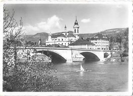 Solothurn Rötibrücke mit Boot in der Aare