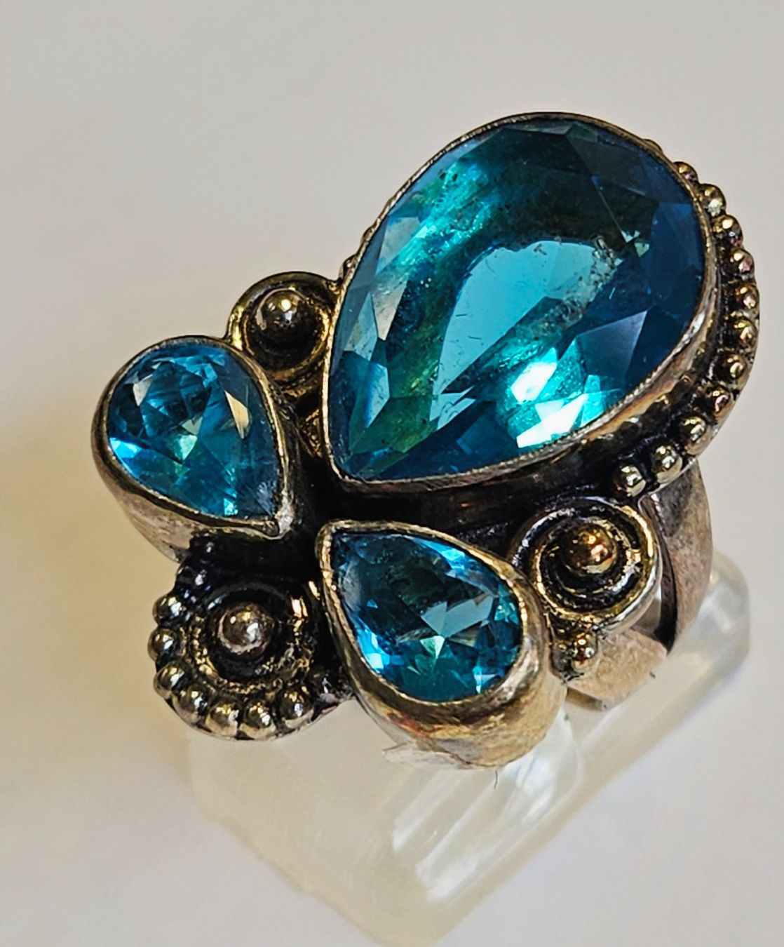 Anelli: Silberschmuck Ring mit blauen Steinen Grösse 54 – Nuovo (secondo la descrizione) da Zürich venduto da Bieter04 7