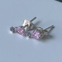Silber 925 Rosa Zirkonia Herz Ohrstecker