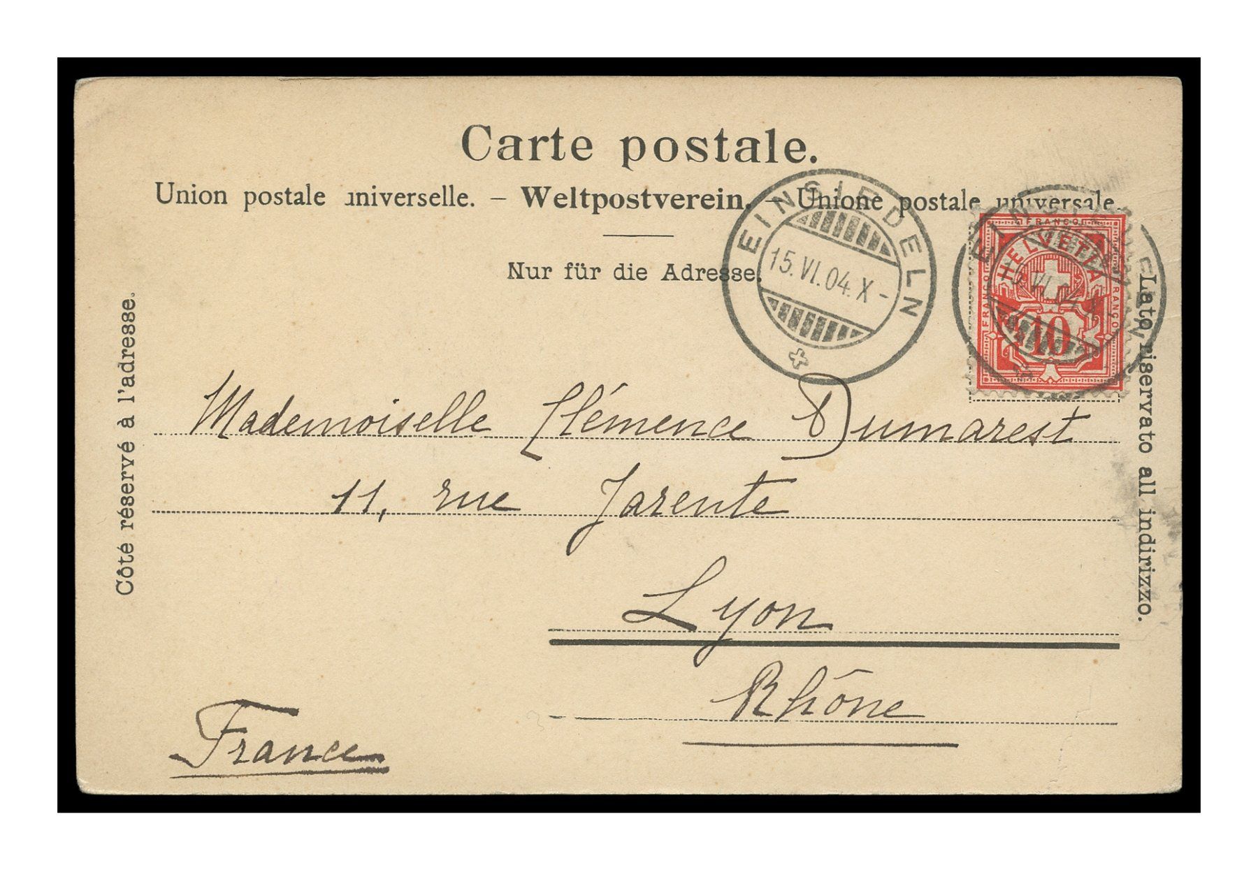 Cartoline postali: EINSIEDELN - 1904 "Die Muttergotteskapelle" – Usato da Onex venduto da Lagorel01 1