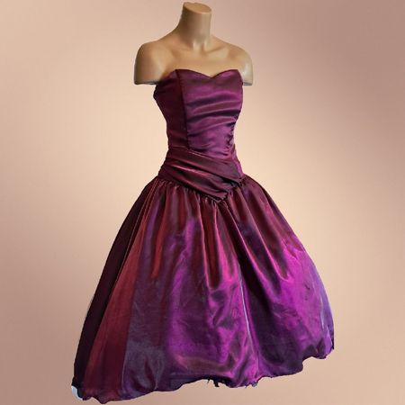 Vintage Cocktailkleid Abendkleid aubergine Gr. 36