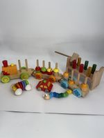 Holzspielzeug Set Zug Steckspiel und Hammerbank 