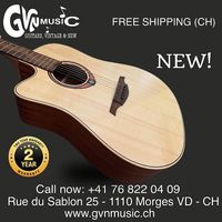 LAG Western Electroacoustic Left Gaucher Dreadnought Cutaway