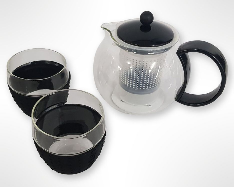 BODUM ASSAM TEA PRESS SET CUPS SPOONS - RED, 70TH ANNIV. BISTRO RETRO ATOMIC E