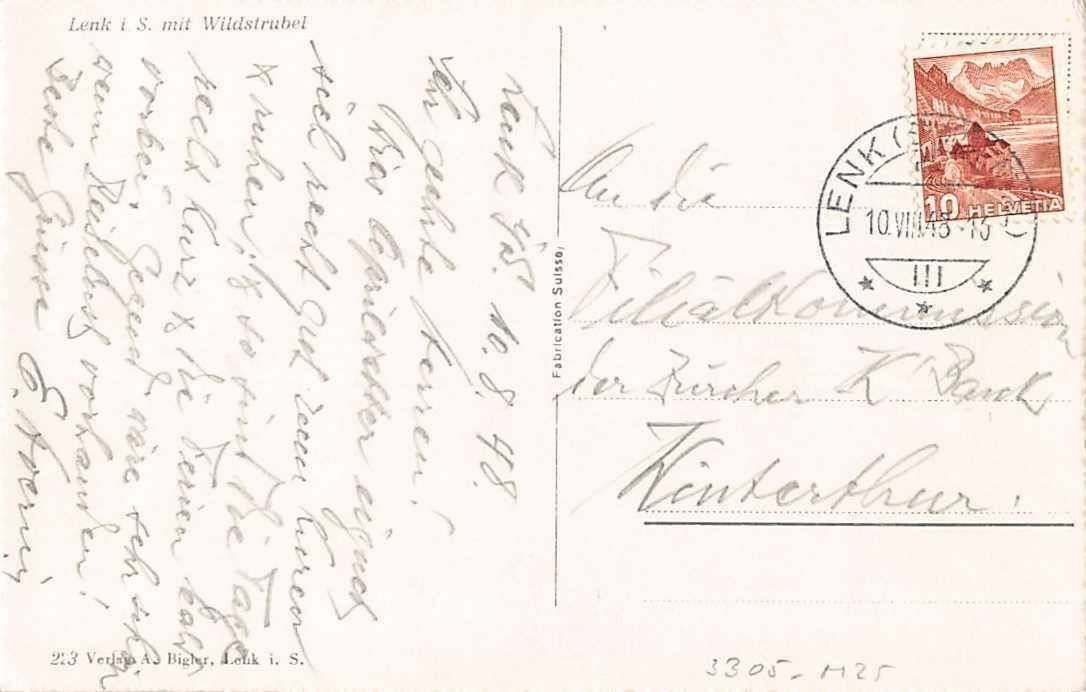 Cartoline postali: GRUSS aus MÜNSTER GOMS 1949 – Usato da Winterthur venduto da SchatzchischtliWinti 1